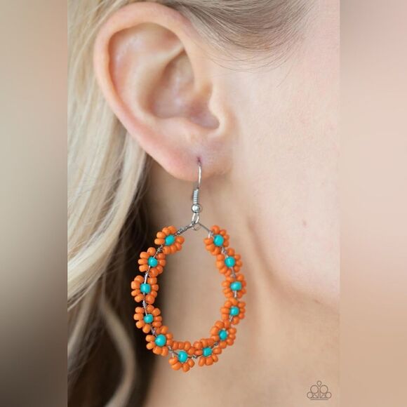 Festively Flower Child Orange Earrings (295) - Picture 1 of 3